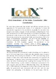 42nd Amendment of the Indian Constitution (Mini Constitution)