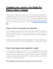 Complete the step-by-step Guide for Express Entry Canada