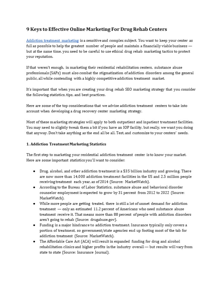 Addiction Treatment Marketing