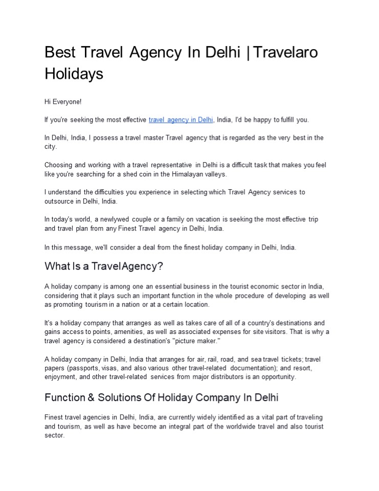 Best Travel Agency In Delhi | Travelaro Holidays