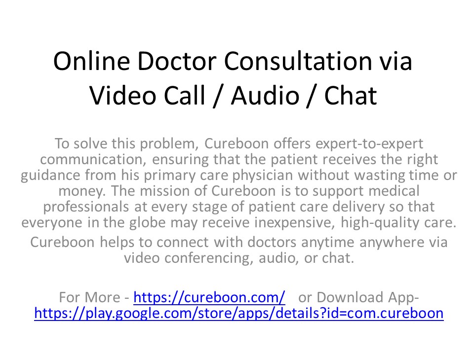 Online Doctor Consultation via Video Call / Audio / Chat