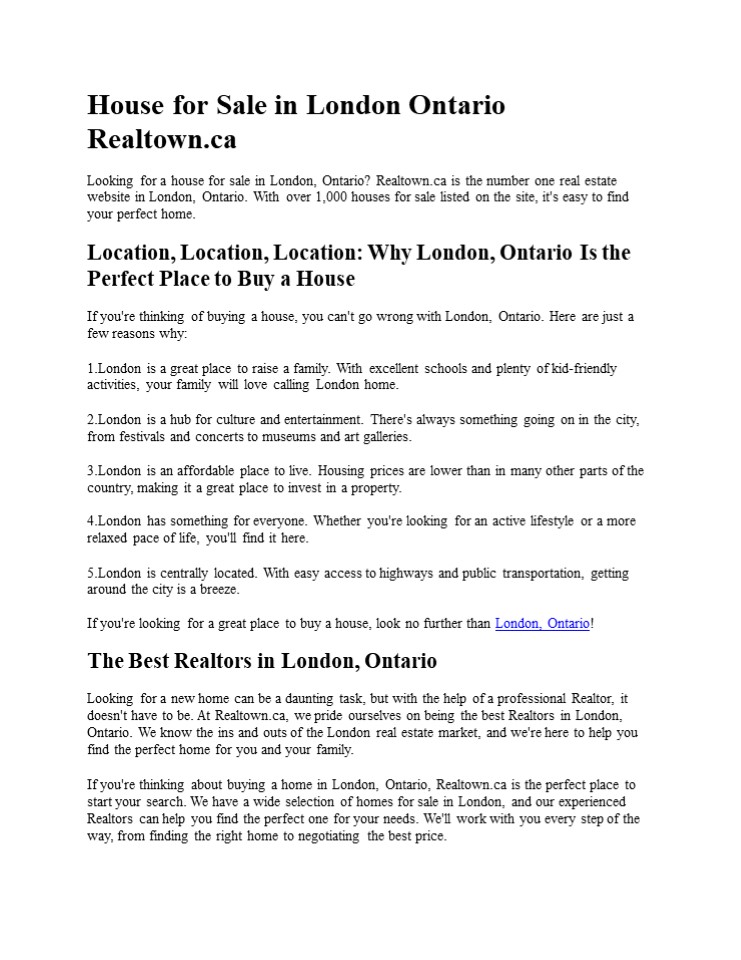 PPT House for Sale in London Ontario PowerPoint presentation free