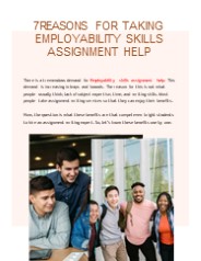 7 Reasons For Taking Employability Skills Assignment Help