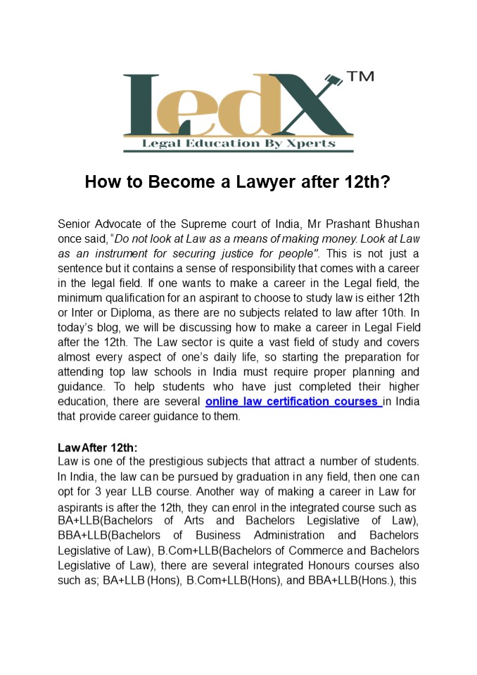 How to Become a Lawyer after 12th?