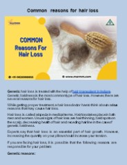 Common Reasons For Hair Loss