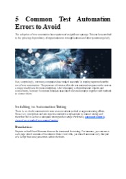 5 Common Test Automation Errors to Avoid