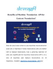 Benefits of Machine Translation API for Content Translation?