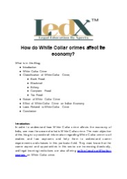 How do White Collar crimes affect the economy?