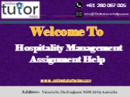 Hospitality Management Assignment Help PPT