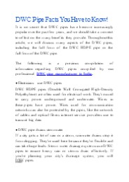 Dwc pipe manufacturer in india