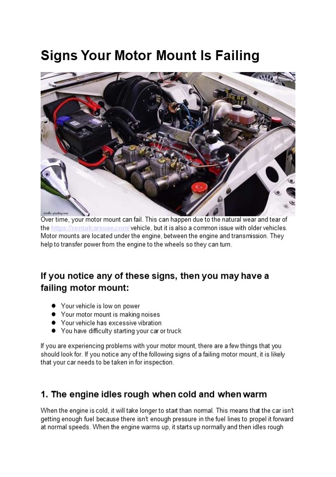 Signs Your Motor Mount Is Failing