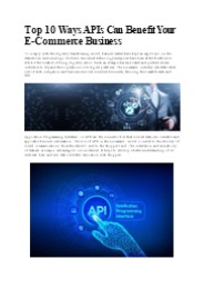 Top 10 Ways APIs Can Benefit Your E-Commerce Business