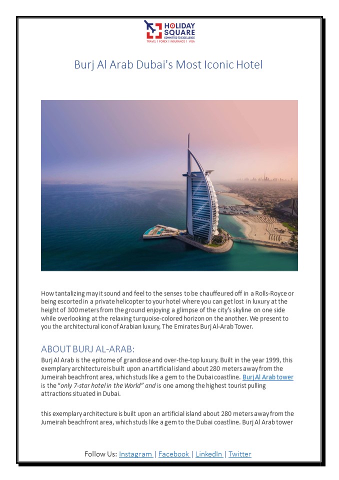 Burj Al Arab Dubai's Most Iconic Hotel