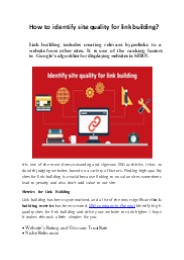 How to identify site quality for link building?