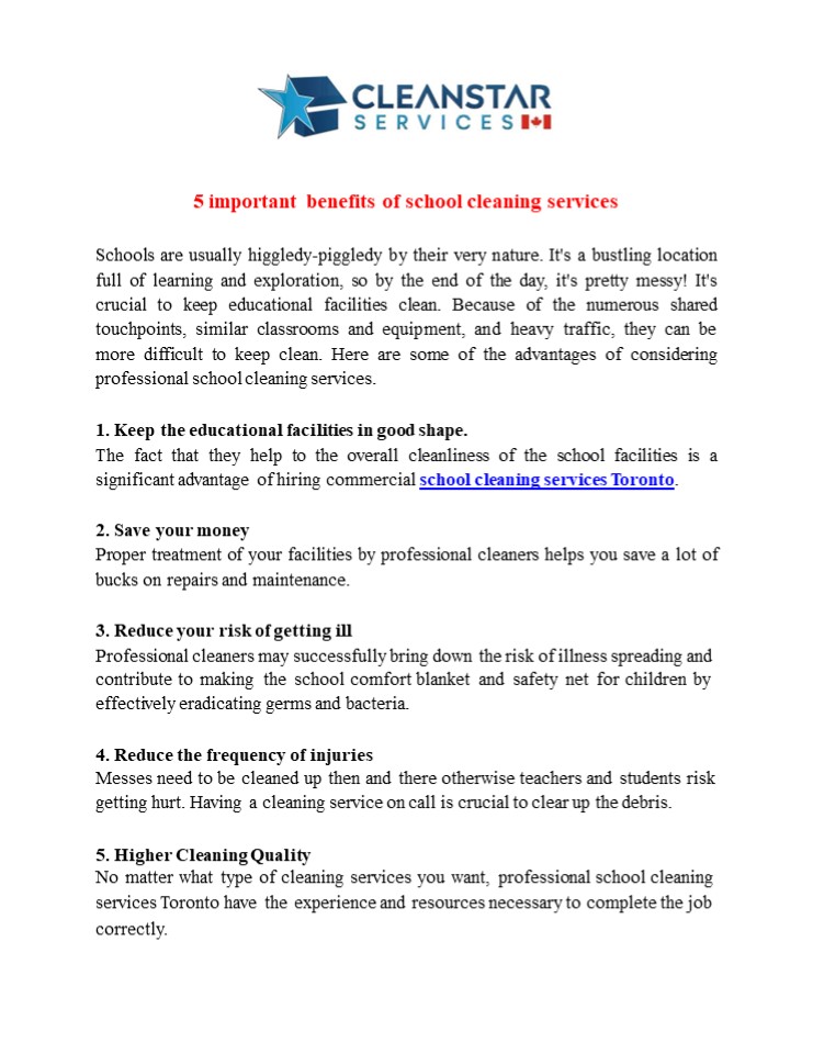 5 important benefits of school cleaning services presentation | free to ...