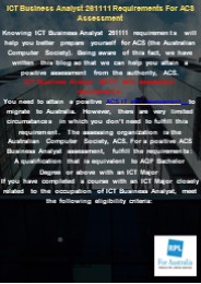 ICT Business Analyst 261111 Requirements For ACS Assessment