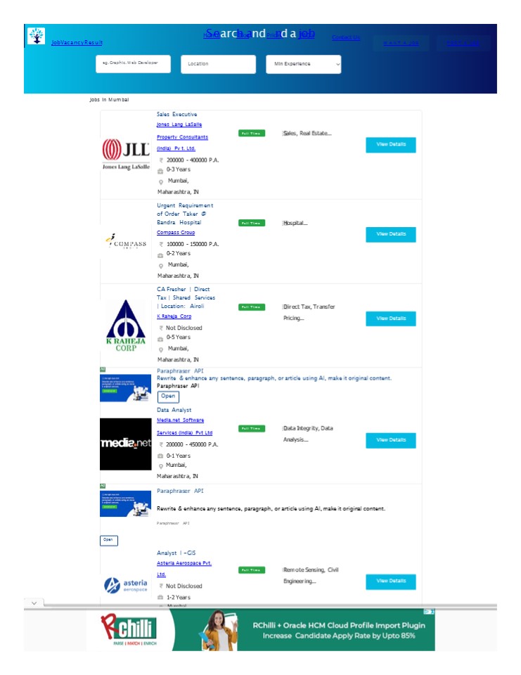 Top Job Vacancy in Mumbai