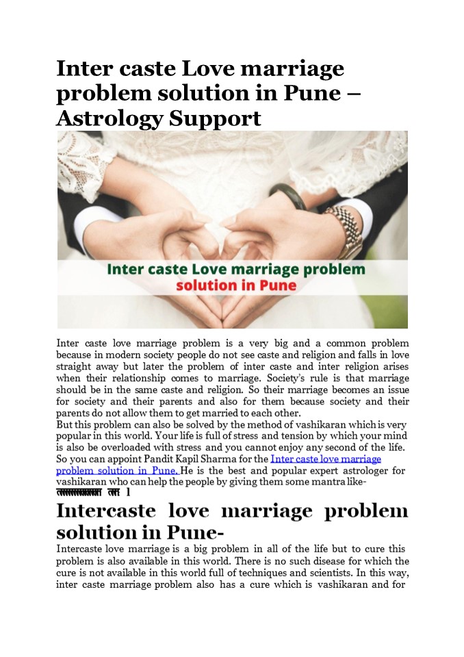 Inter caste Love marriage problem solution in Pune - Astrology Support