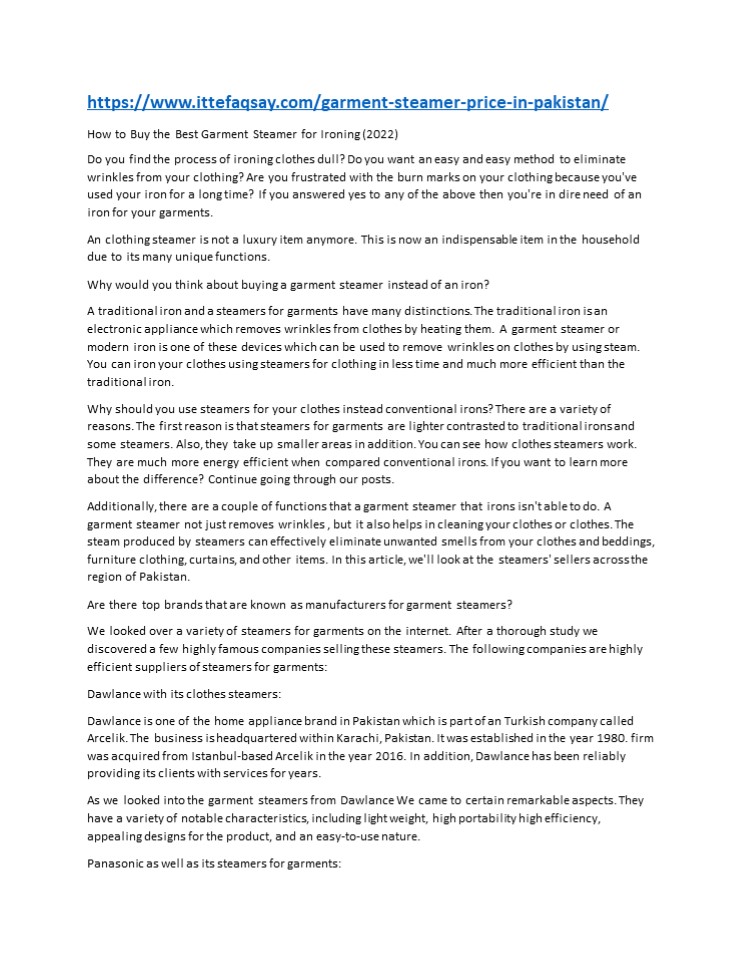 PPT How to Buy the Best Garment Steamer for Ironing (2022) PowerPoint