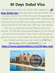 30 Days Dubai Visa