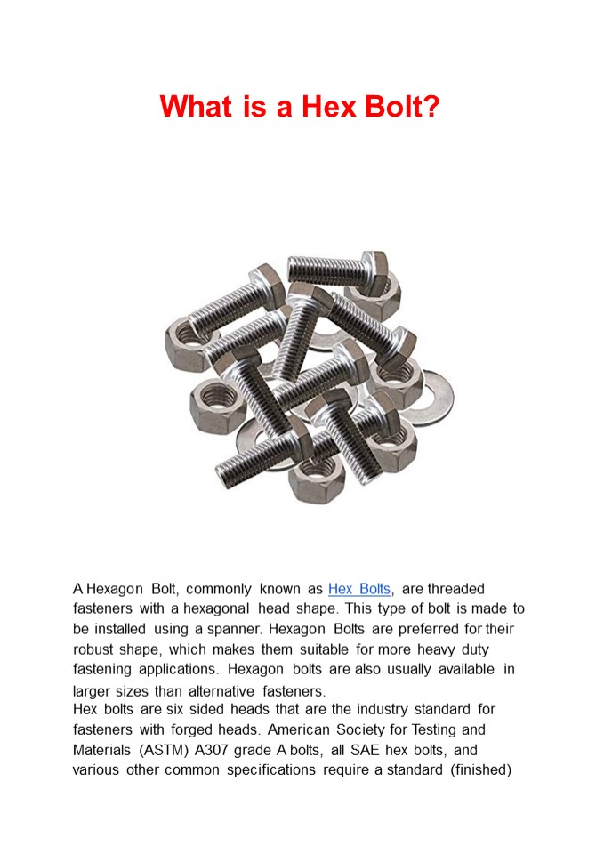 What is a Hex Bolt?