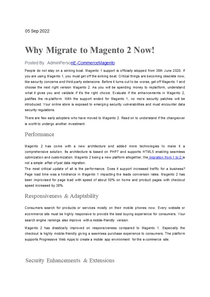 Why Migrate to Magento 2 Now