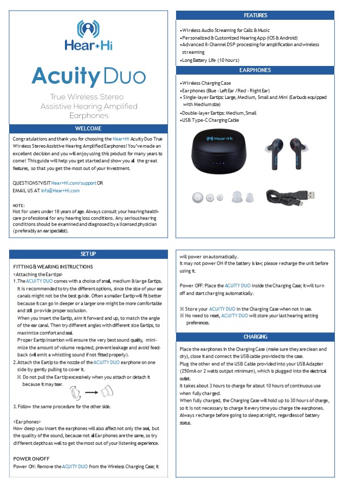Hear-Hi True Wireless Stereo Assistive Hearing Aids