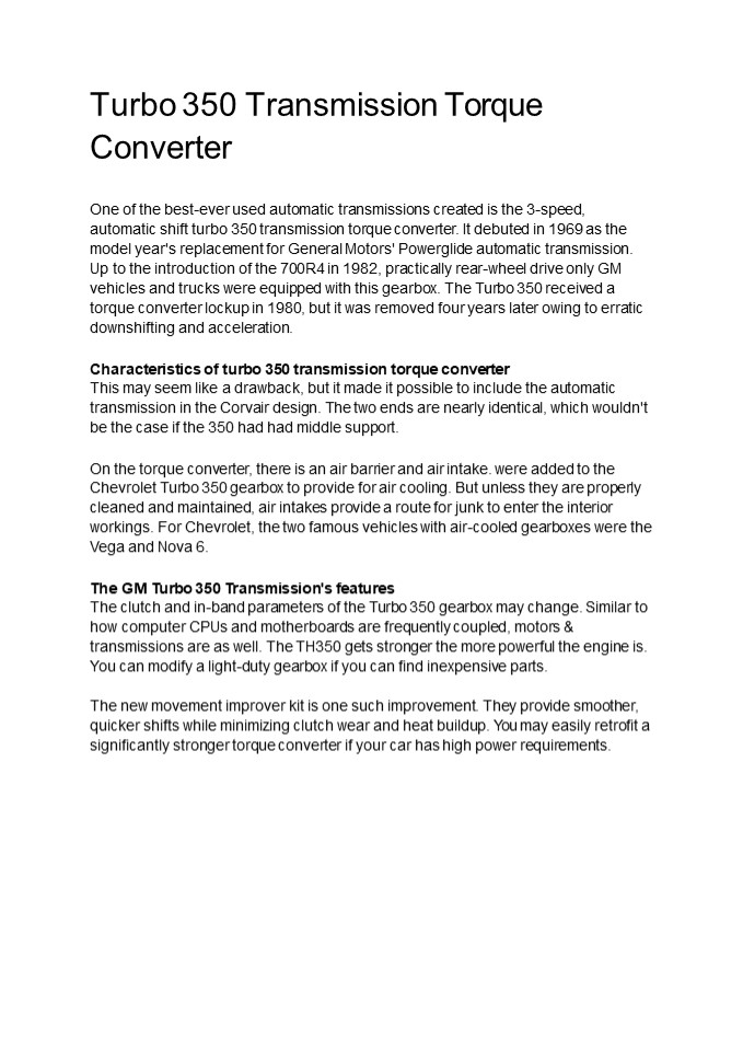 PPT turbo 350 transmission torque converter PowerPoint presentation