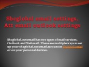 Sbcglobal email settings, Att email outlook settings