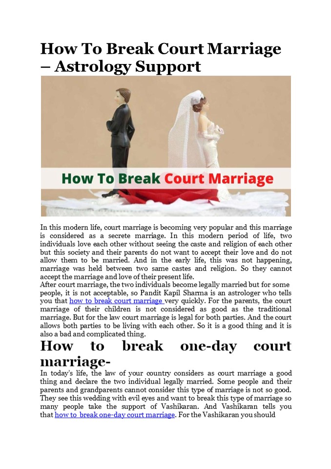 How To Break Court Marriage - Astrology Support