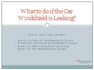 What to do if the Car Windshield is Leaking?
