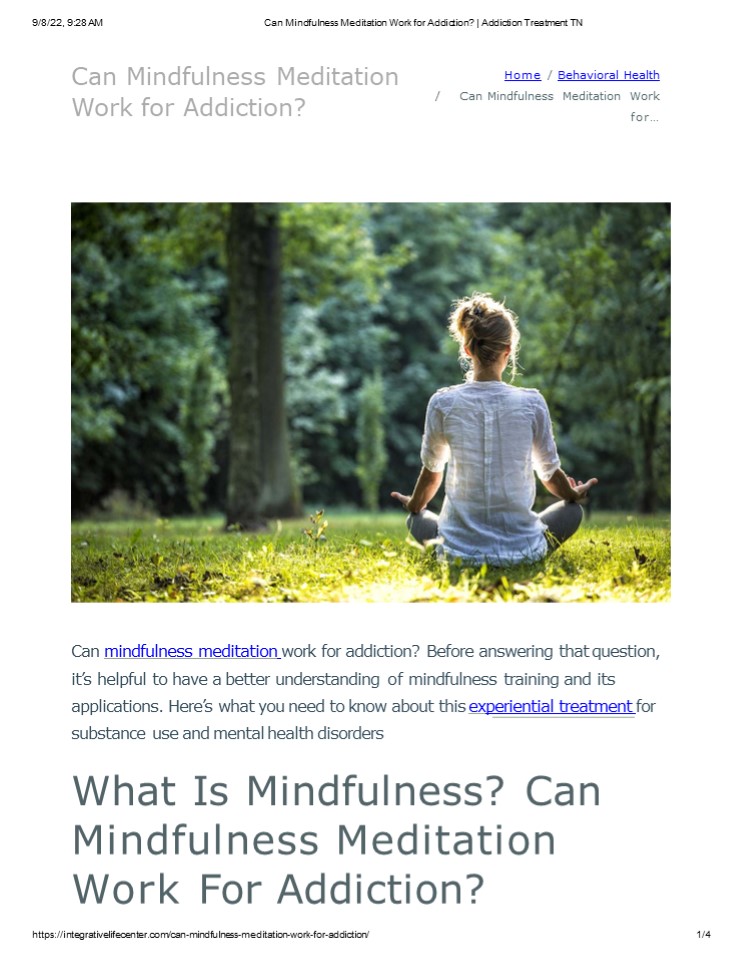 Can Mindfulness Meditation Work for Addiction? (1)