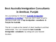 Best Australia Immigration Consultants in Amritsar, Punjab