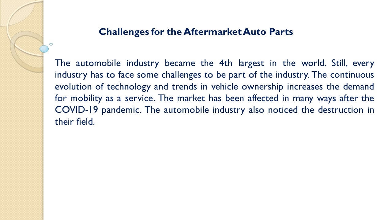 Challenges for the Aftermarket Auto Parts