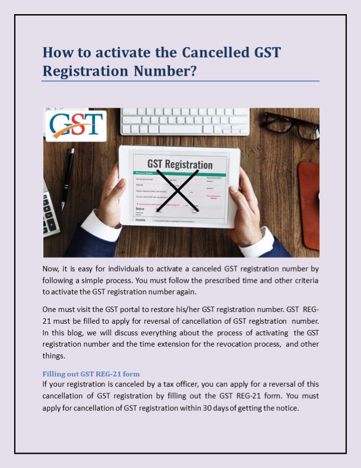 How to activate the Cancelled GST Registration Number?
