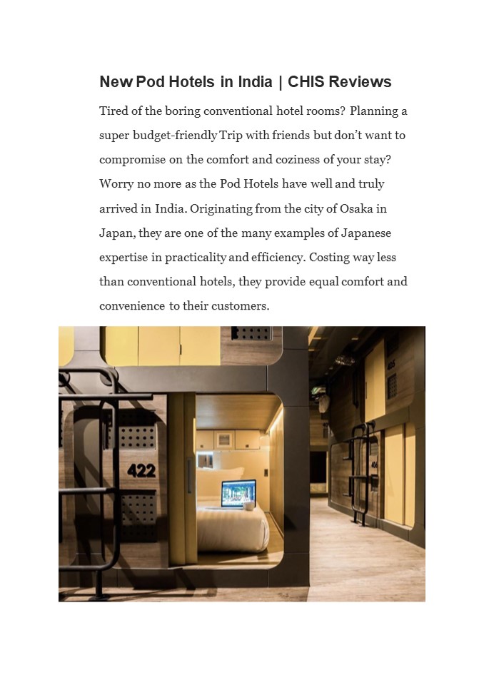 New Pod Hotels in India | CHIS Reviews