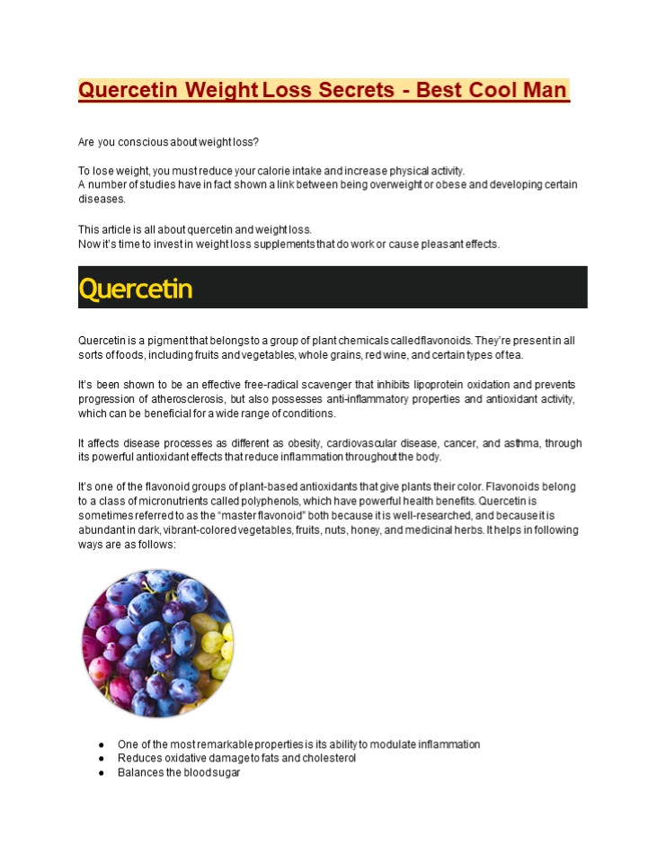 PPT Quercetin Weight Loss Secrets Best Cool Man PowerPoint
