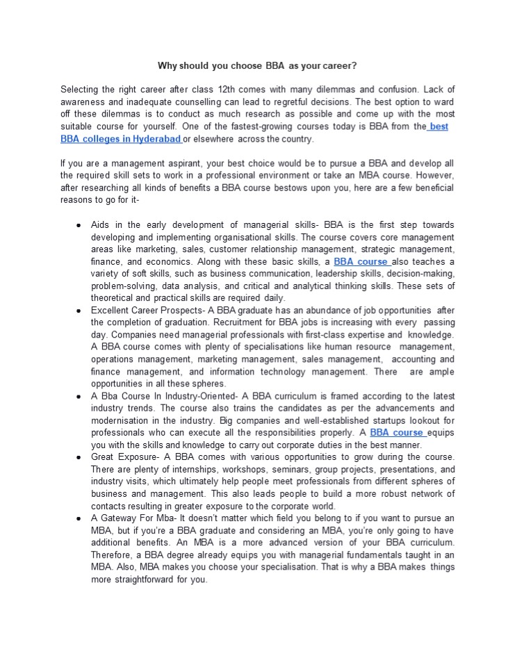 Why should you choose BBA as your career?