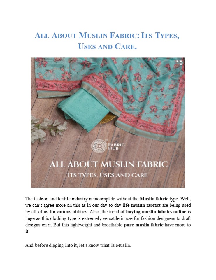 PPT All About Muslin Fabric Its Types, Uses and Care. PowerPoint