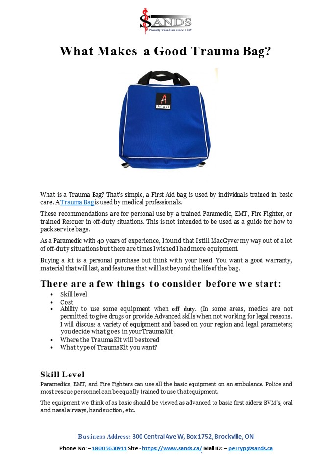 What Makes a Good Trauma Bag?