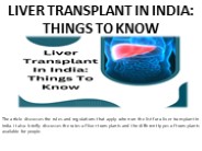 Facts Regarding Liver Transplantation In India