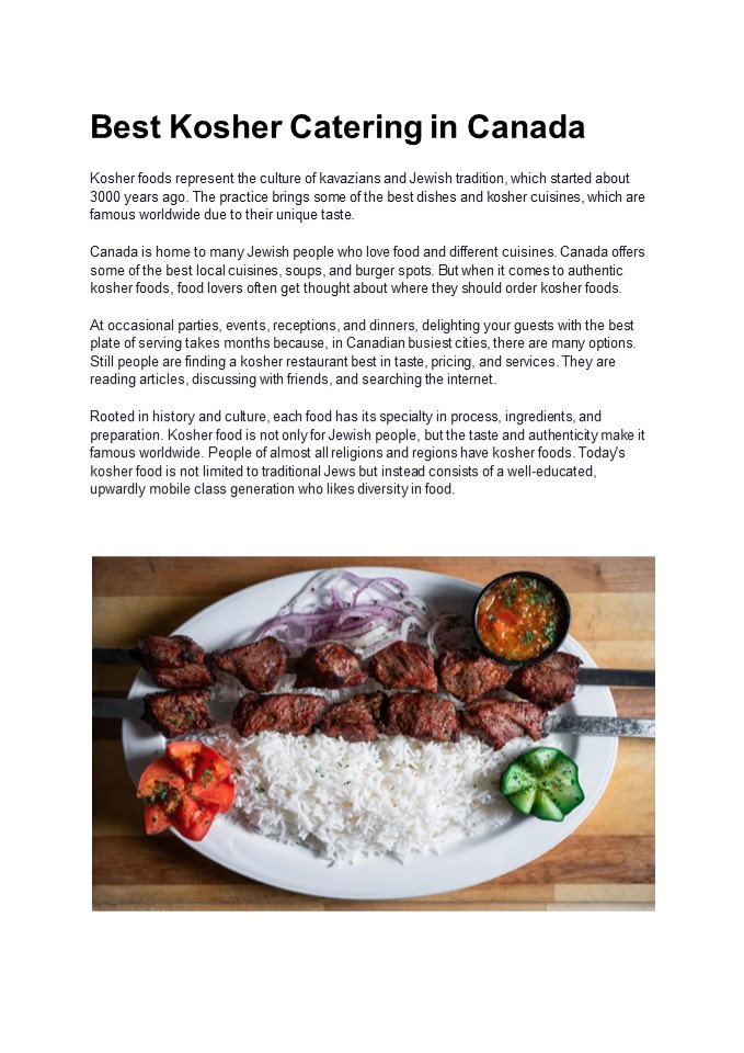 Best Kosher Catering In Canada