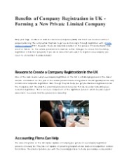 Benefits of Company Registration in UK -