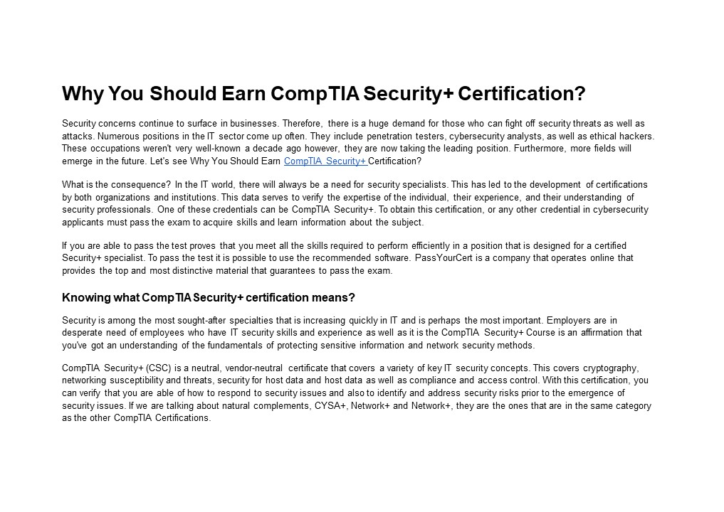 Why You Should Earn CompTIA Security+ Certification?