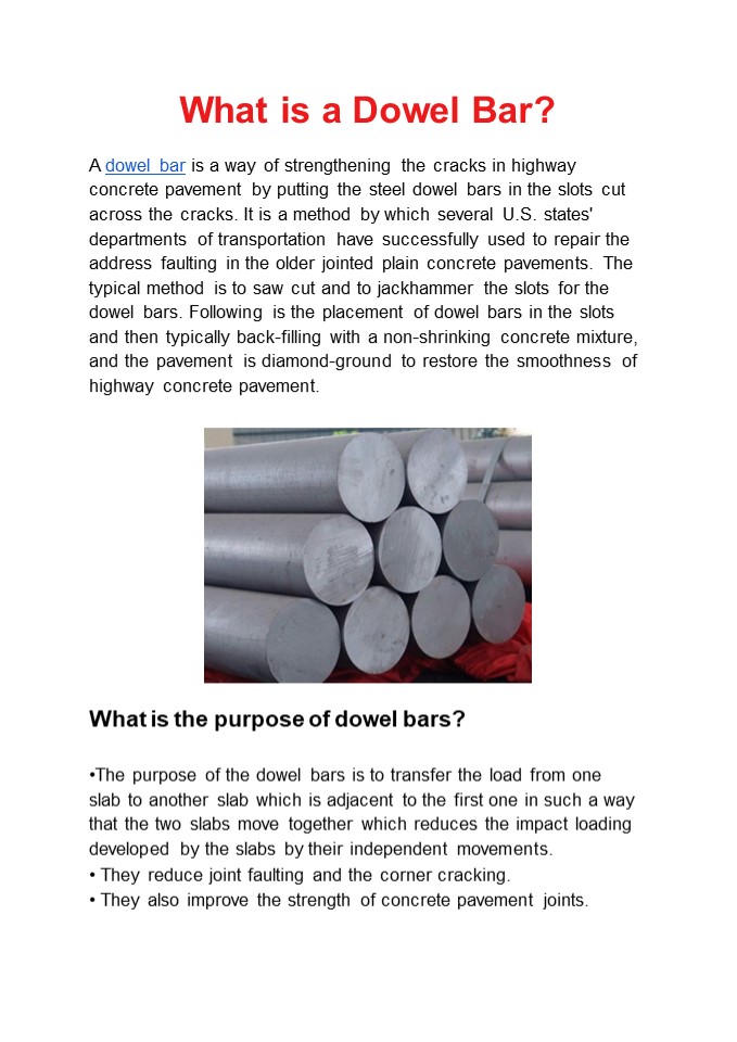 PPT What Is Dowel Bar, Their Purpose, Uses and Advantages? PowerPoint