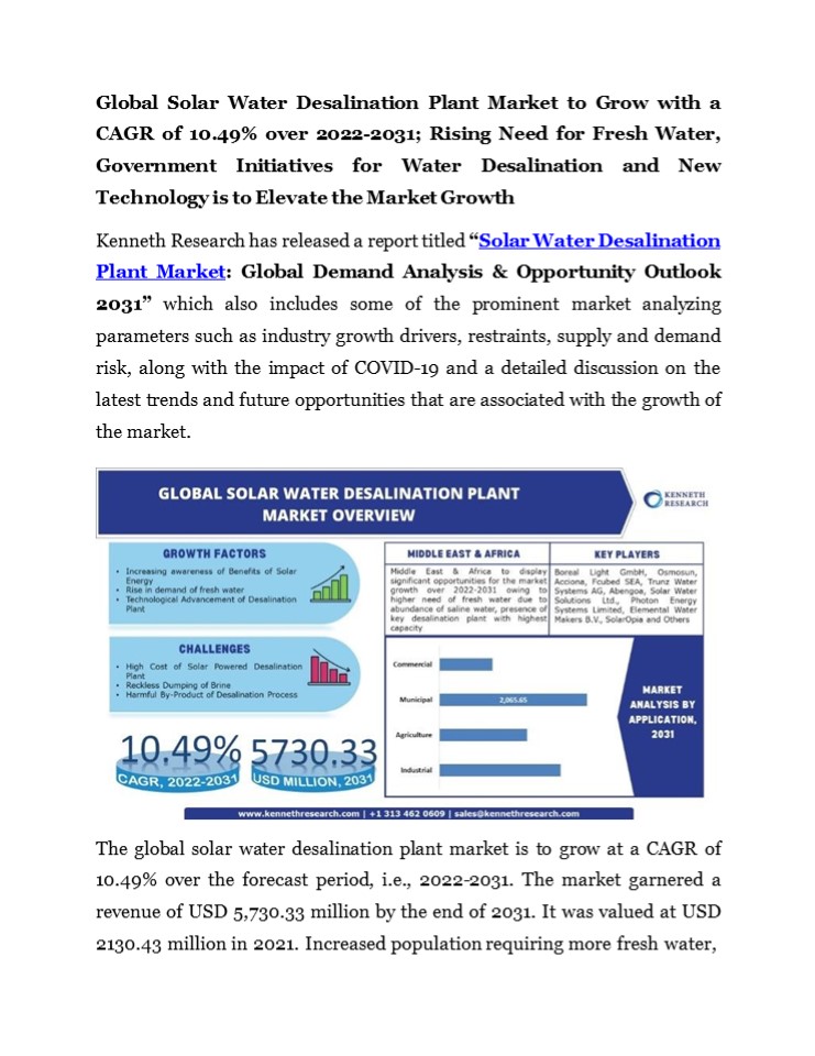 Solar Water Desalination Plant Market Analysis presentation | free to ...