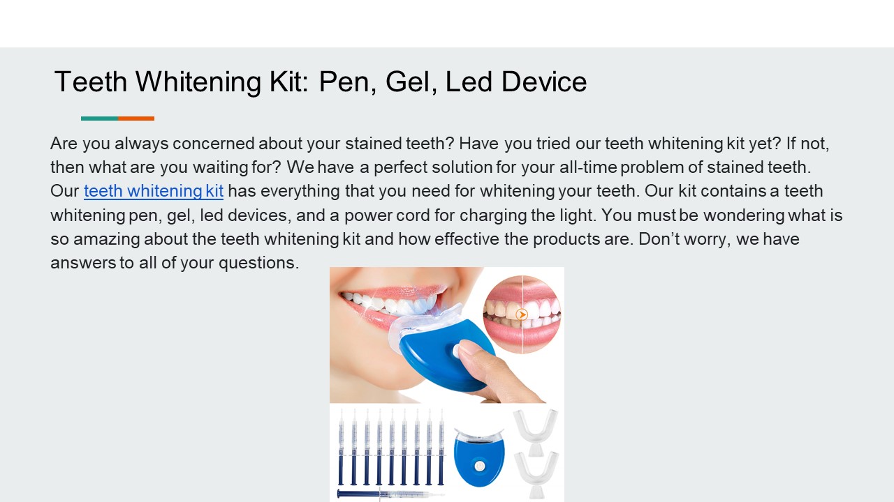 Teeth Whitening Kit: Pen, Gel, Led Device