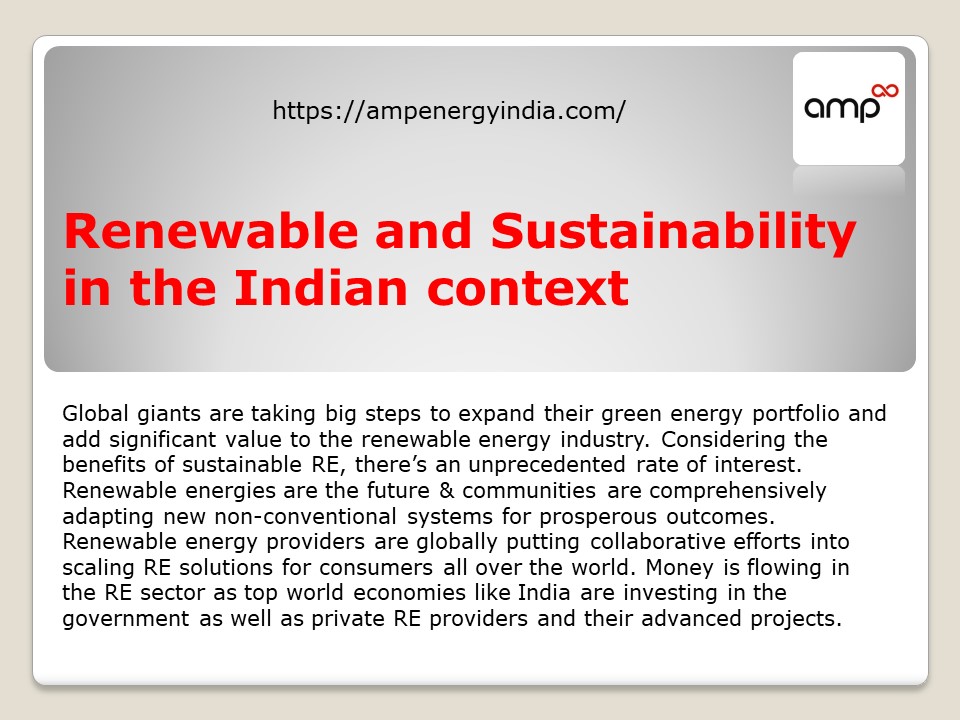 Renewable and Sustainability in the Indian context