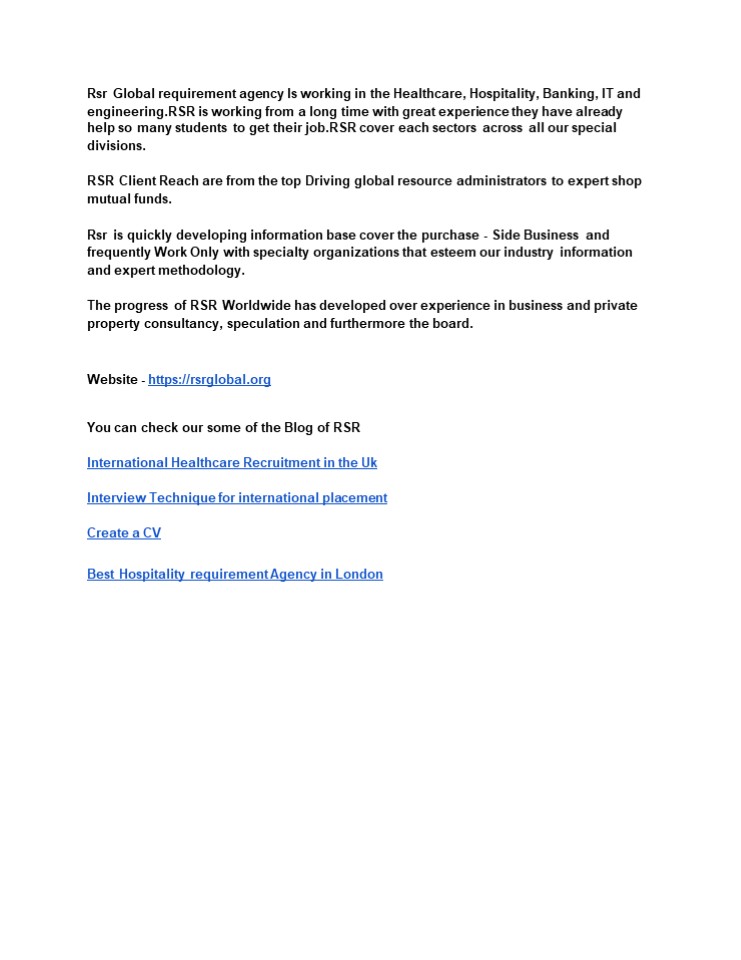 RSR Global Best Requirement Agency