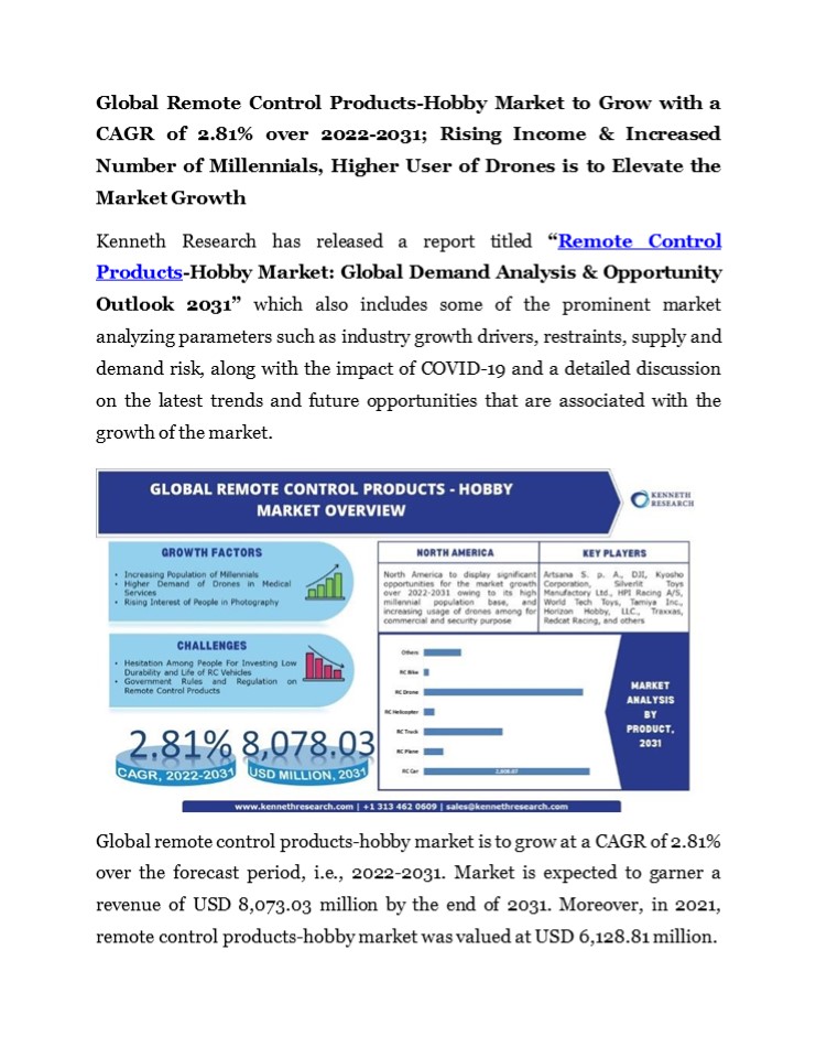 PPT Remote Control ProductsHobby Market Analysis PowerPoint